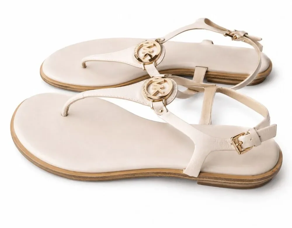 MICHAEL KORS Mallory Tan Leather T-Strap Sandal Size 9M